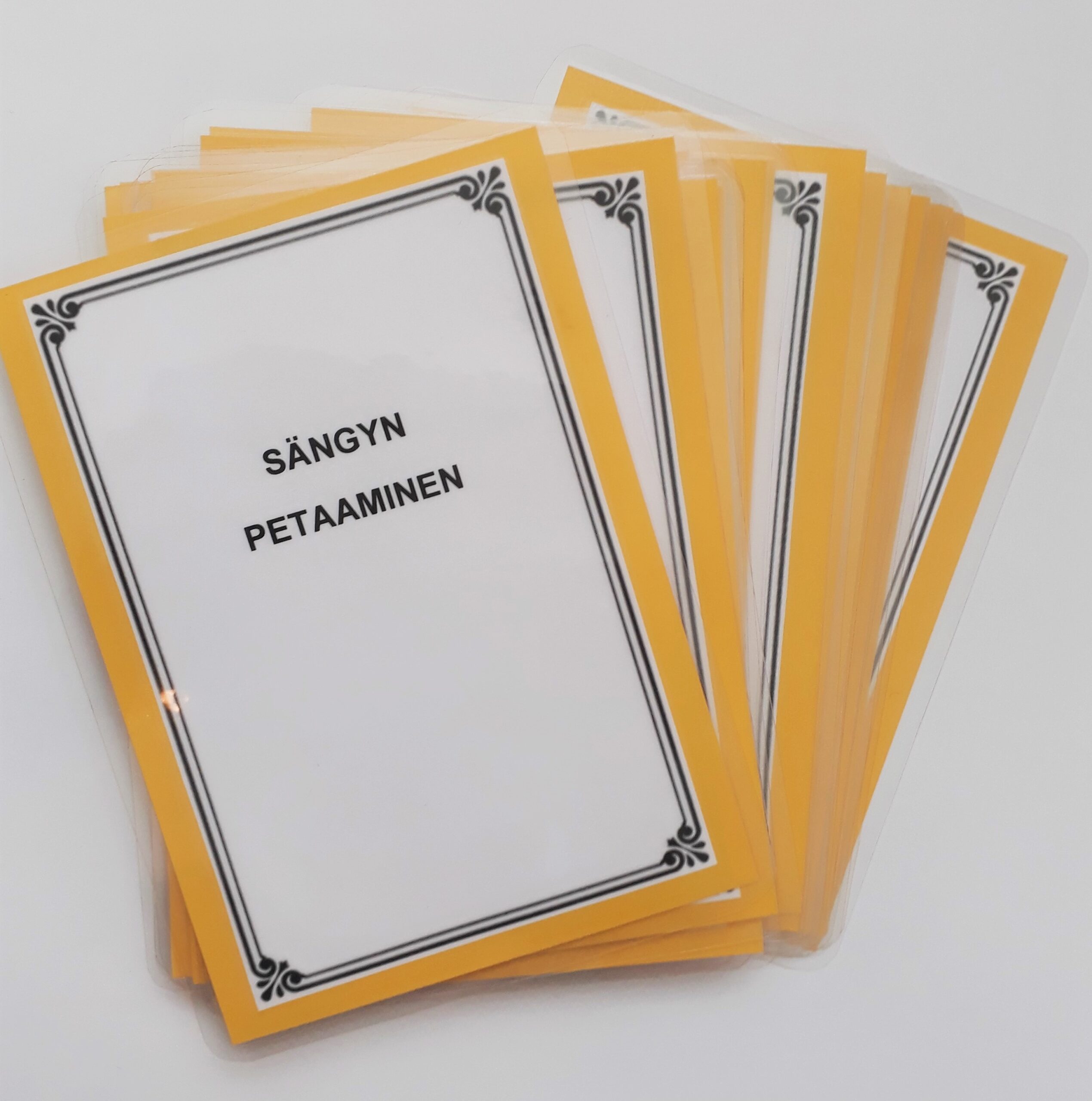 Muistiperheen puuhapakka. Näkyvillä olevassa kortissa tehtävänä on oman sängyn petaaminen.