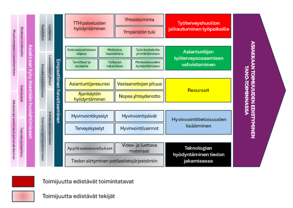 Kuvio asiakkaan toimijuutta edistävistä tekijöistä.