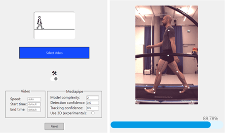 Mies juoksumatolla, kuvassa näkyy pisteitä, vieressä valikko ja tietoja, esim. nopeus, aloitus- ja aloitusaika ym.