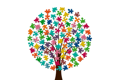 Puu, jonka lehdet ovat palapelin palasia.