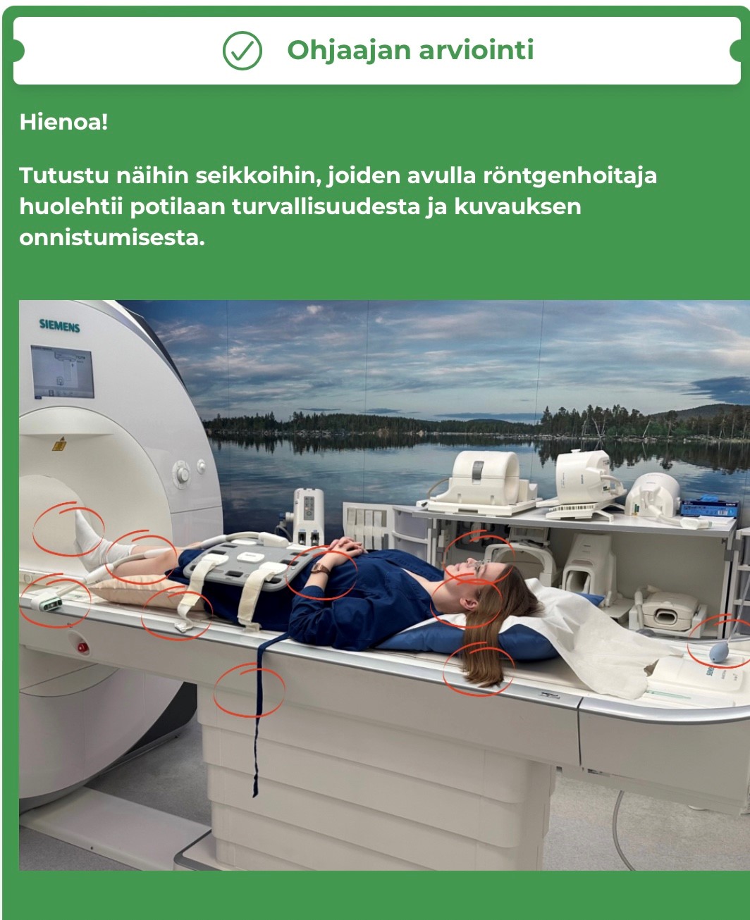 Esimerkkinäkymä palaajan näkymästä Seppo.io-alustalle kehitetystä perehdytyspelistä. 