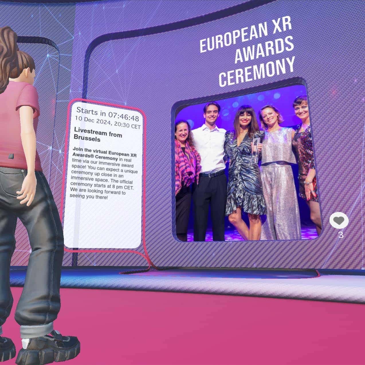 Nainen seisoo metaversumissa virtuaalise noven äärellä joka vie Stereopsiaan